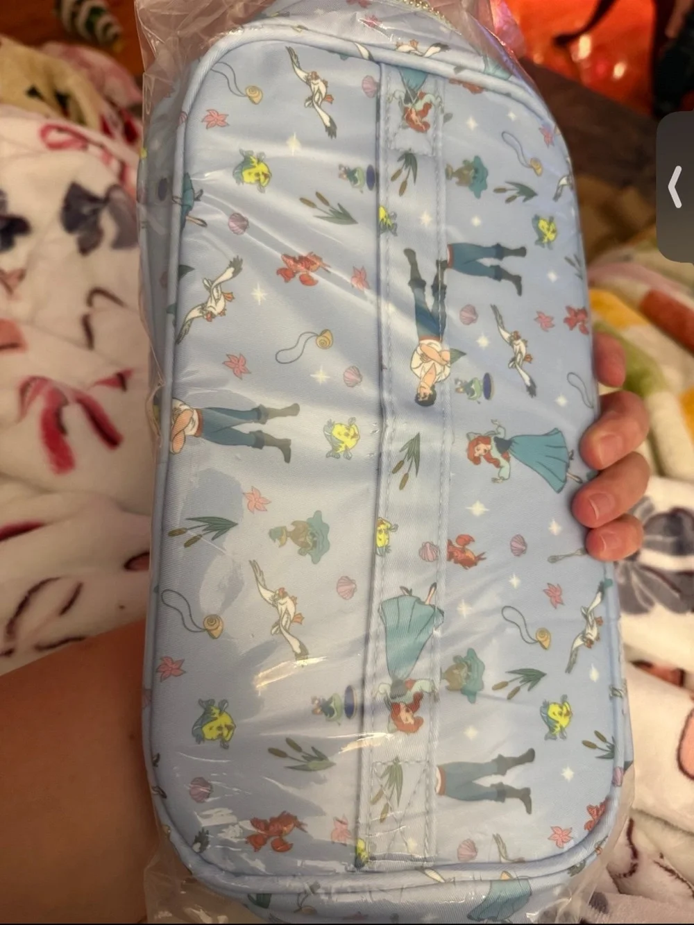 Disney Light Blue Ariel Pattern Cosmetic Bag